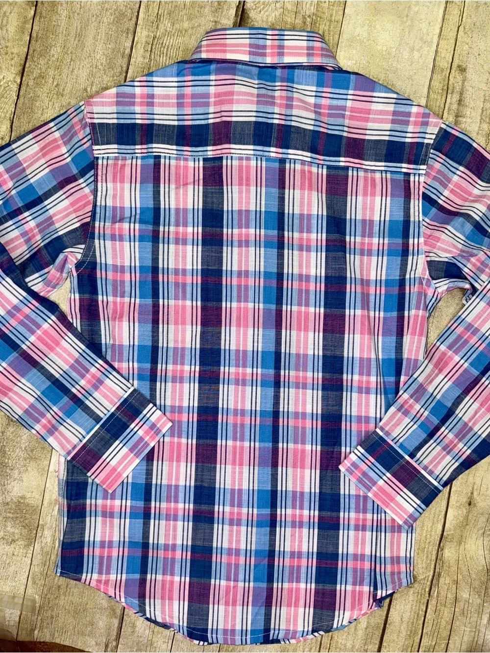 Izod Blue & Pink Plaid Long-Sleeve Button-Down Shirt